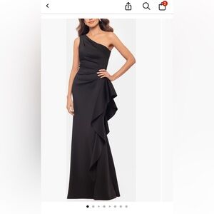 Xscape Black Asymmetrical Evening Dress